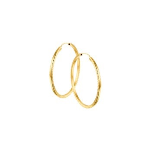 14krt gouden creool bewerkt 30mm - 600523